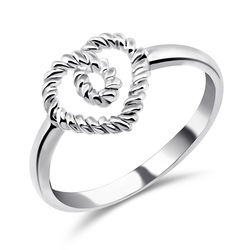 Twist Heart Silver Ring NSR-416